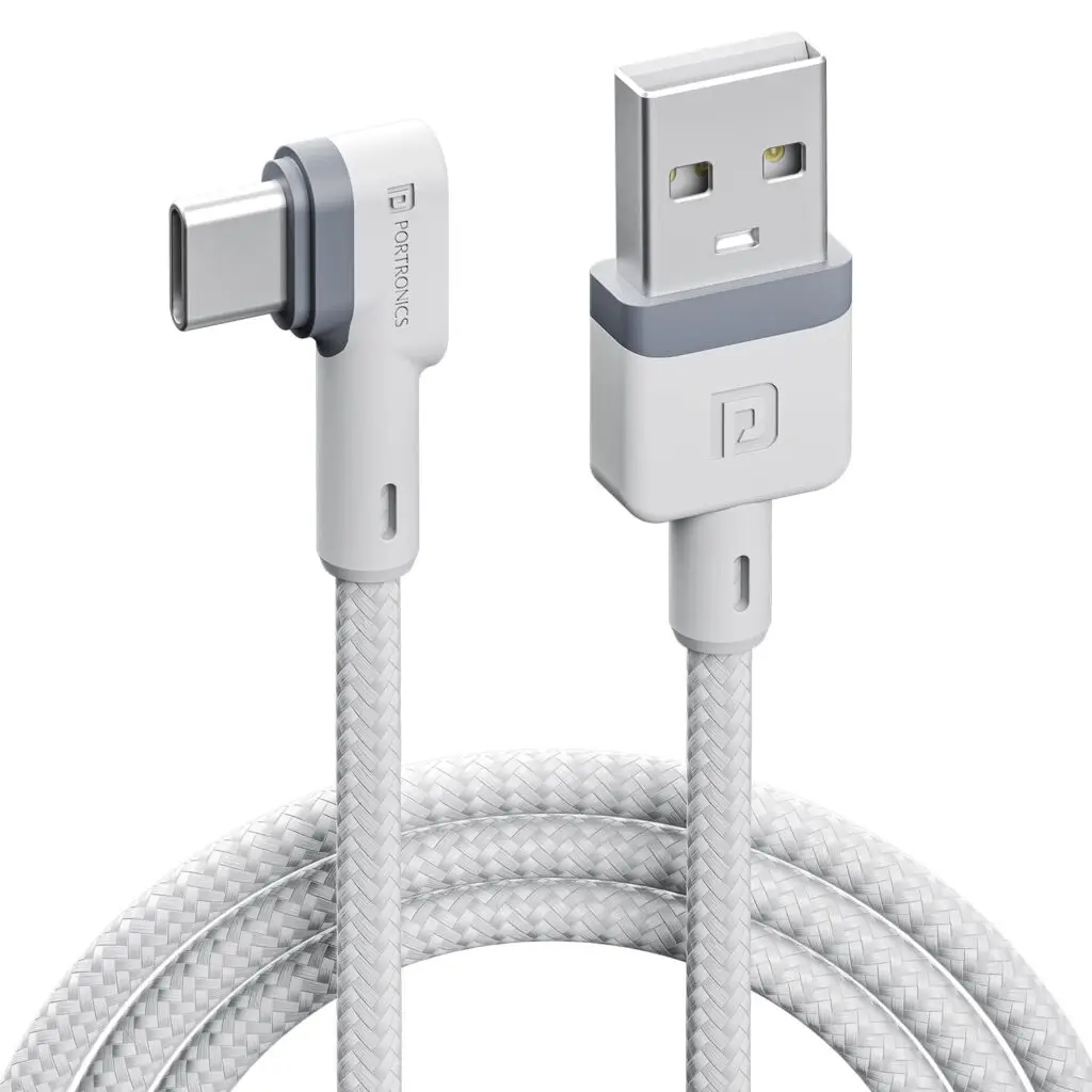 Portronics Konnect L: Fast Charge & Sync 1.2m Type-C Cable for All Devices (White)