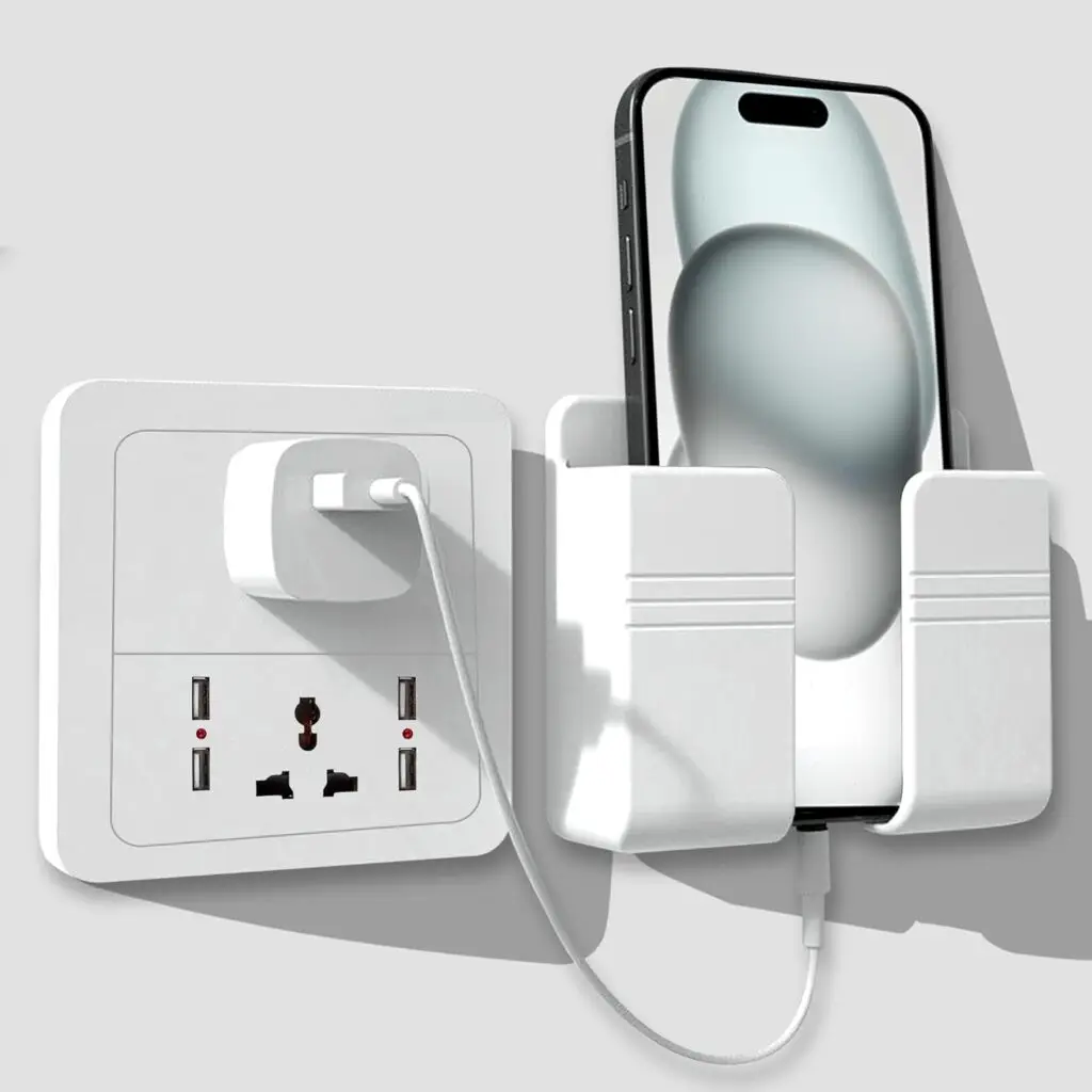 Versatile White Charging Stand and Organizer for Bedside and Office Devices