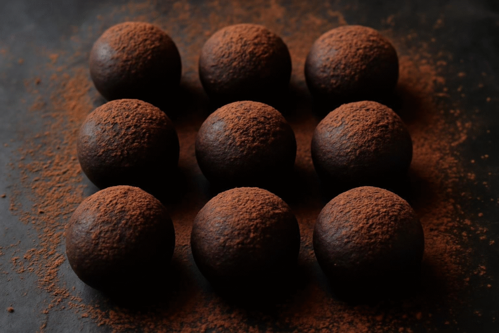 a group of round chocolate balls